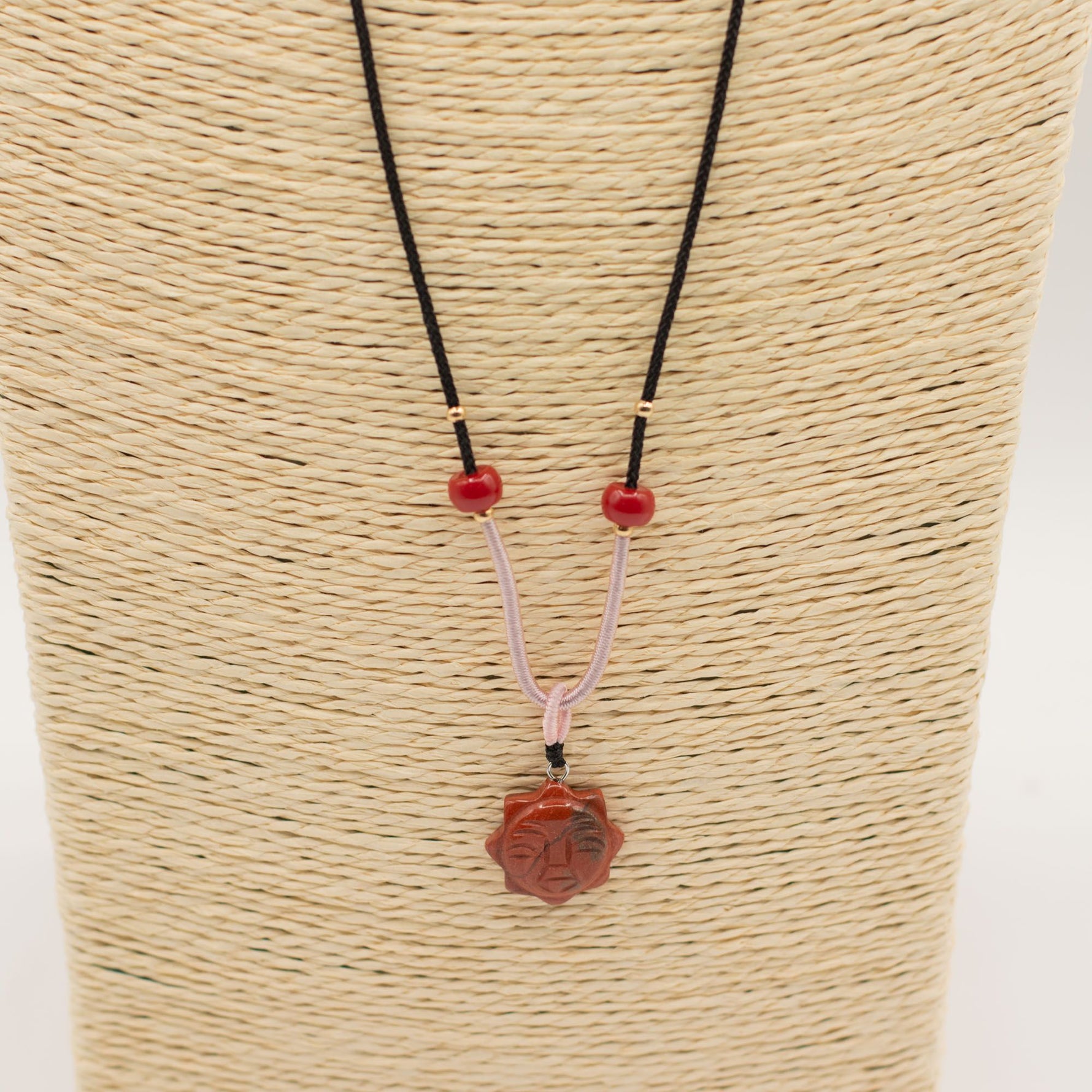 Cord Necklace Gemstone Pendant - Carnelian Sun Face by AW Dropship UK
