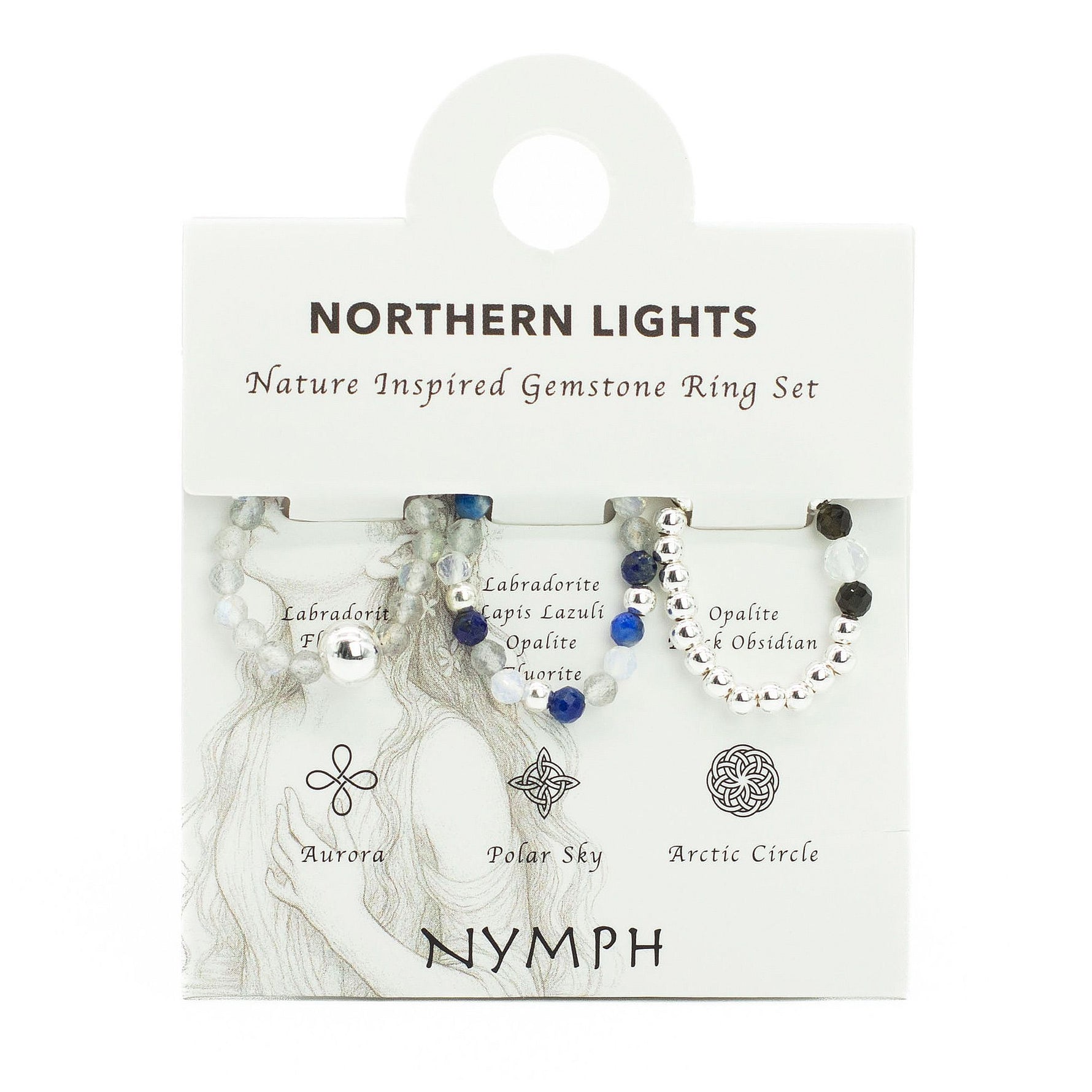 Nymph Spirit Gemstone Ring Set - Northern Lights by AW Dropship UK