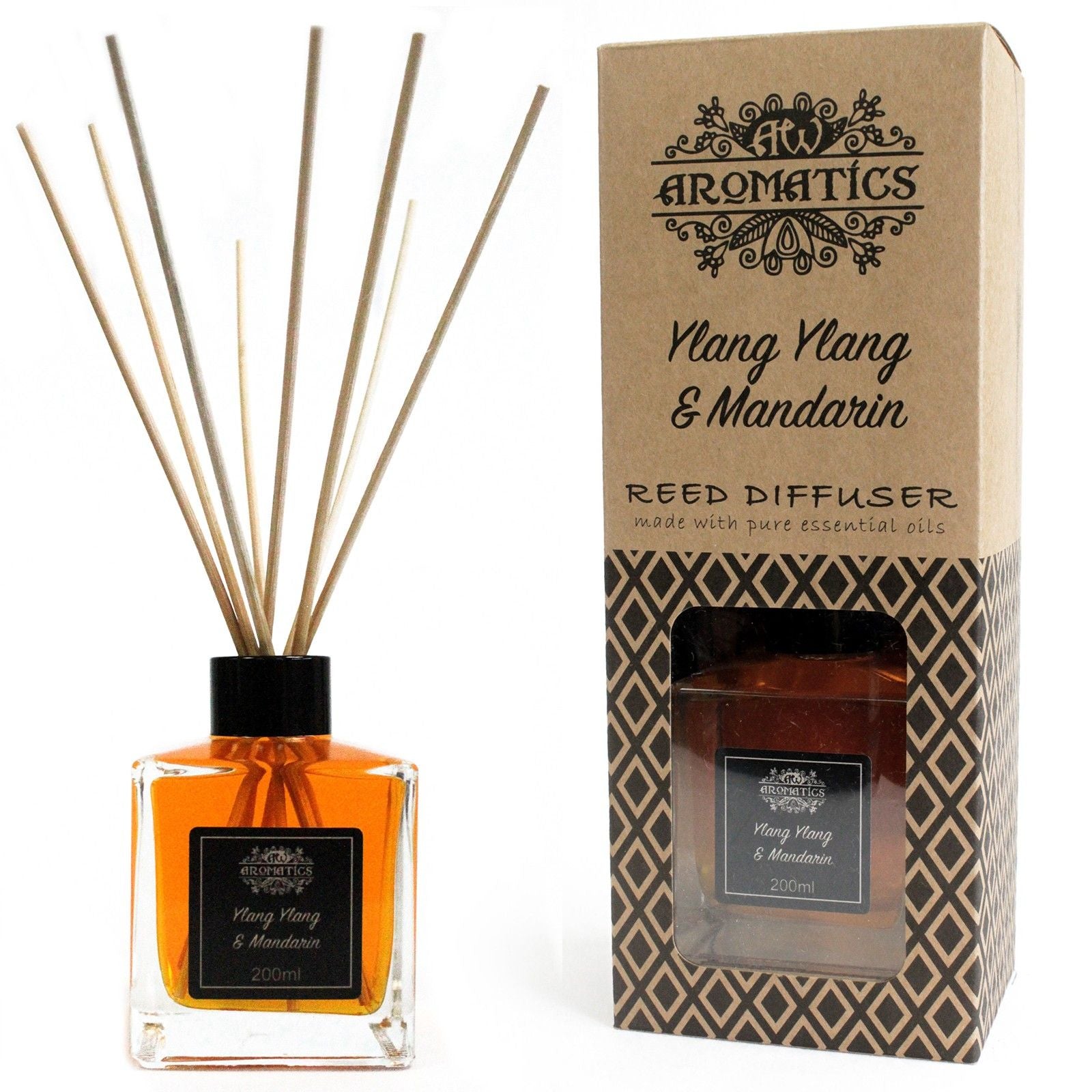 200ml Ylang Ylang & Mandarin Essential Oil Reed Diffuser by AW Dropship UK