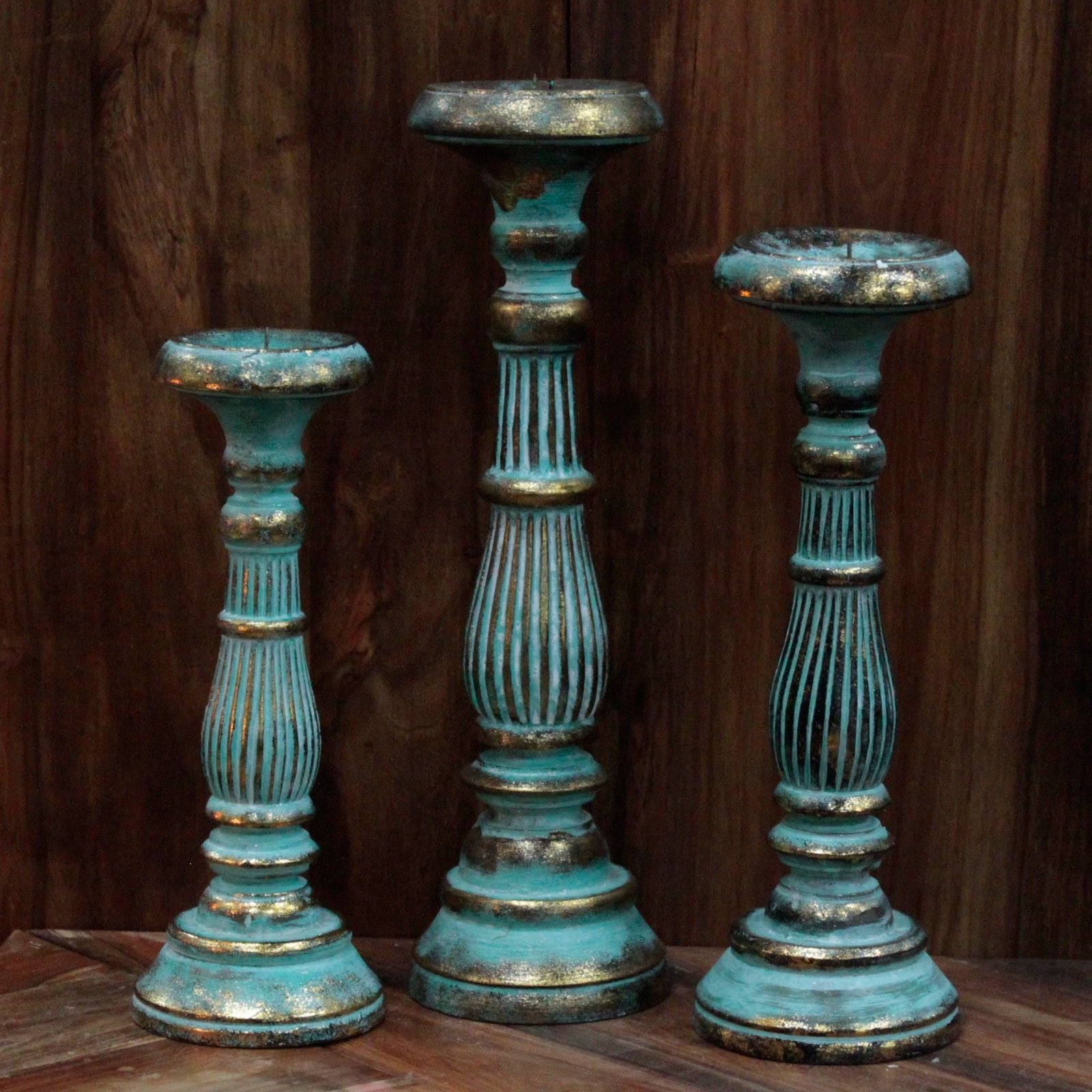 Large Candle Stand - Turquois Gold by AW Dropship UK