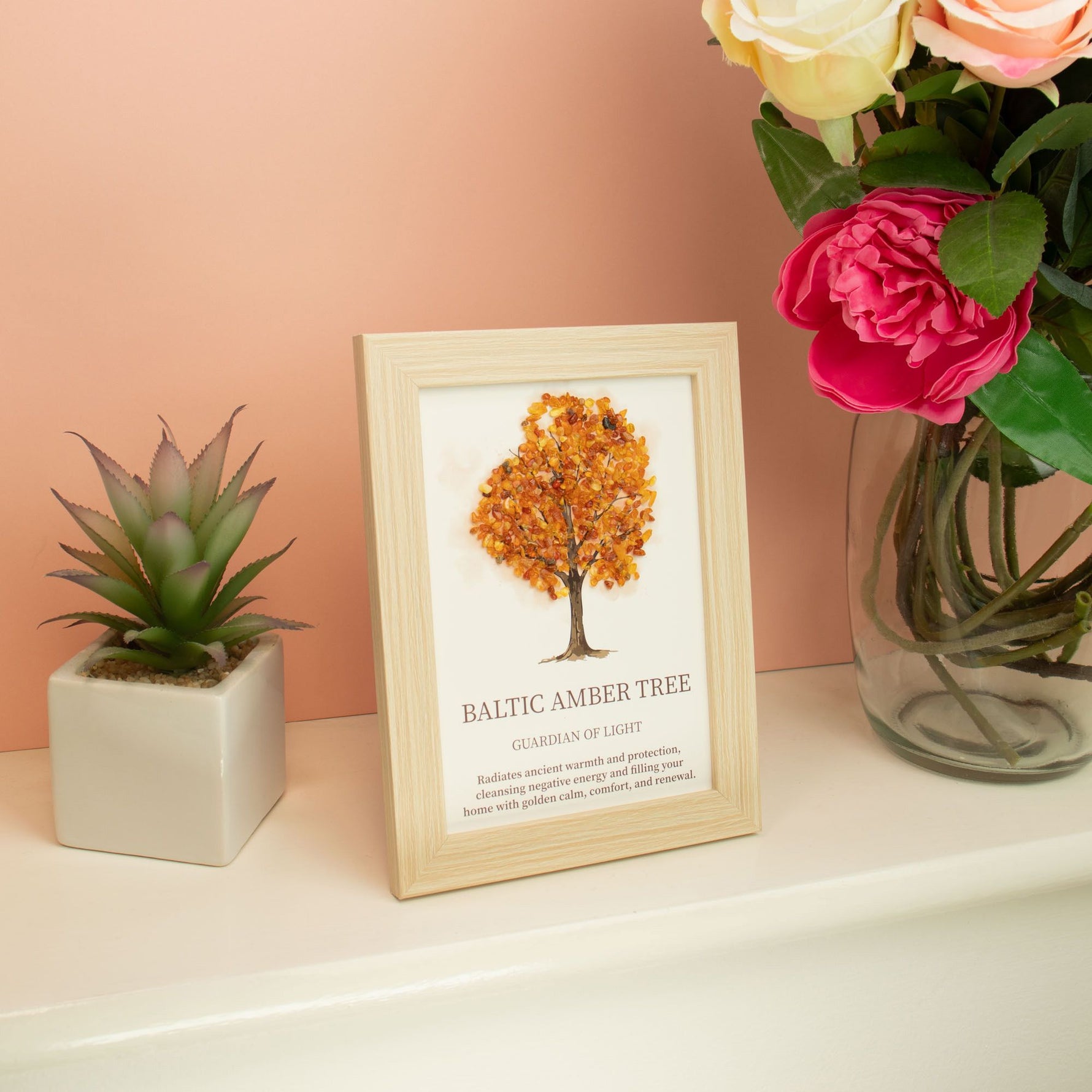 Gemstone Picture - Tree of Life - Baltic Amber (20x14.7x1cm) by AW Dropship UK