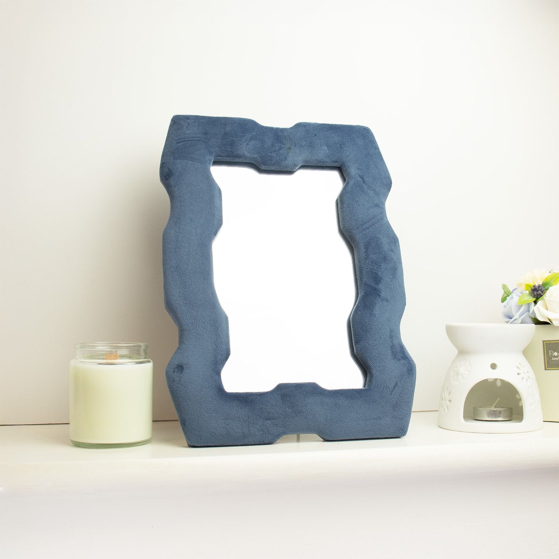 Soft Squiggly Mirror – Chunky Frame – Royal Blue (30.5x22.5x2.3cm) by AW Dropship UK