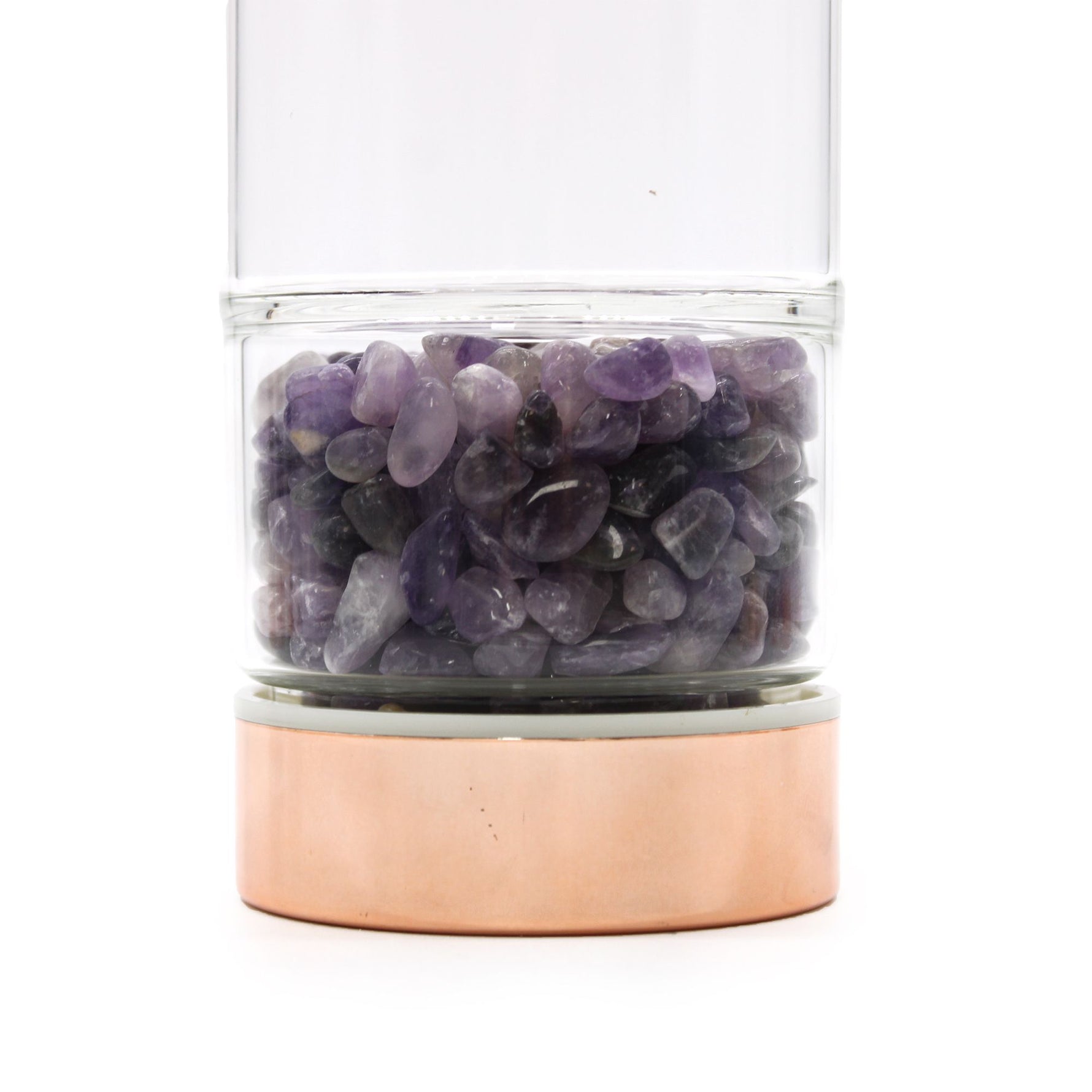 Crystal Glass Tea Infuser Bottle - Rose Gold - Amethyst by AW Dropship UK