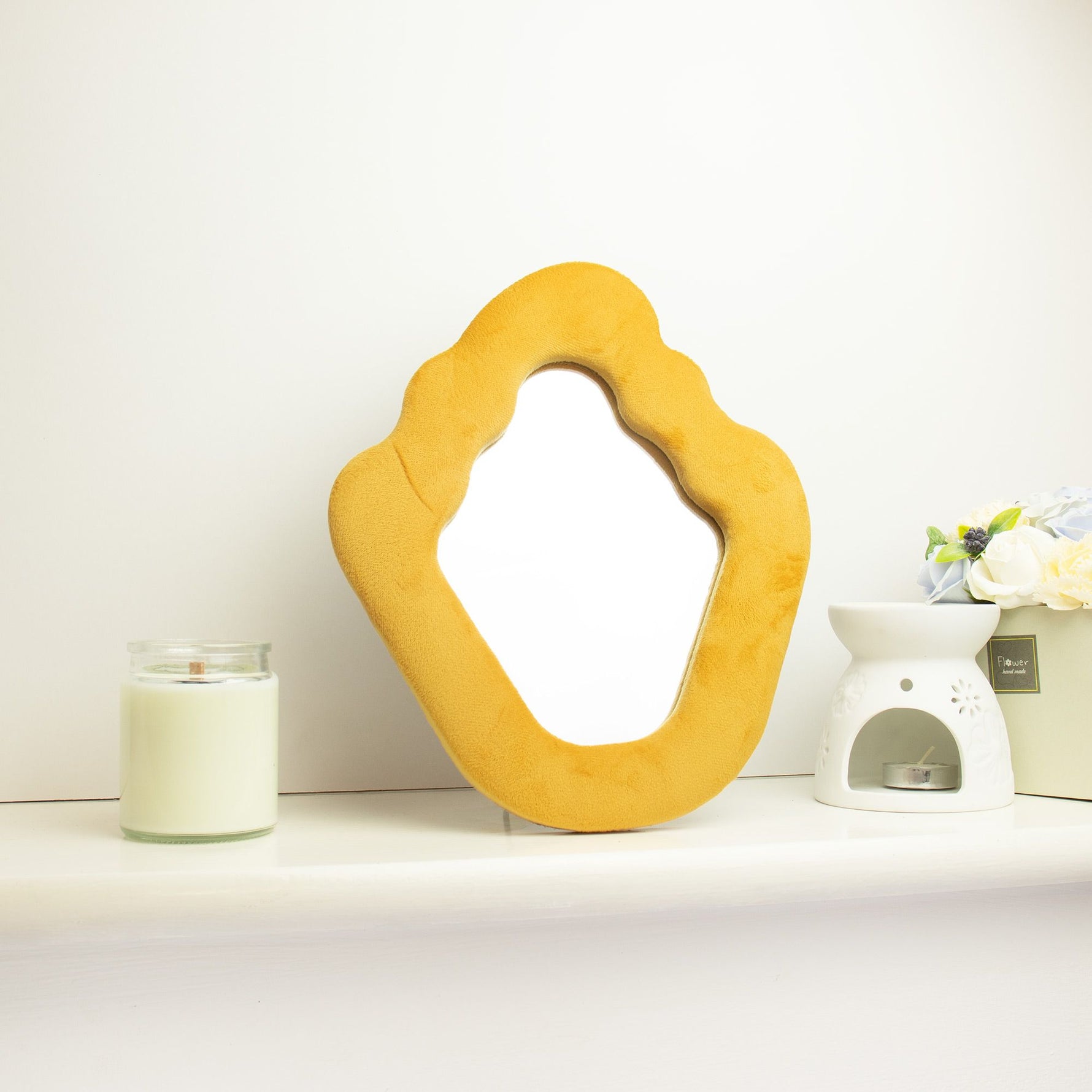 Soft Squiggly Mirror – Flame – Marigold (23x27.5x2.3cm) by AW Dropship UK