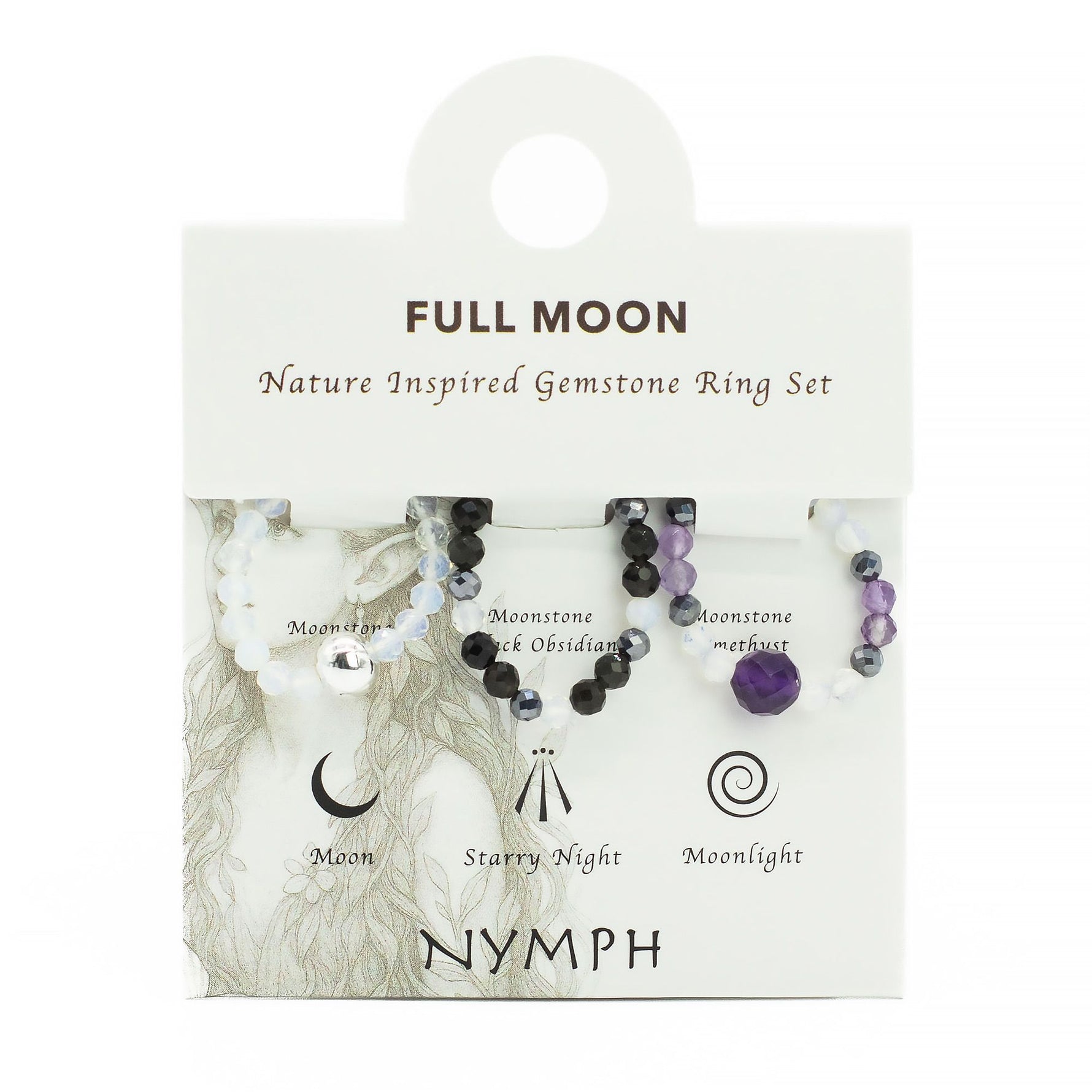 Nymph Spirit Gemstone Ring Set - Full Moon by AW Dropship UK