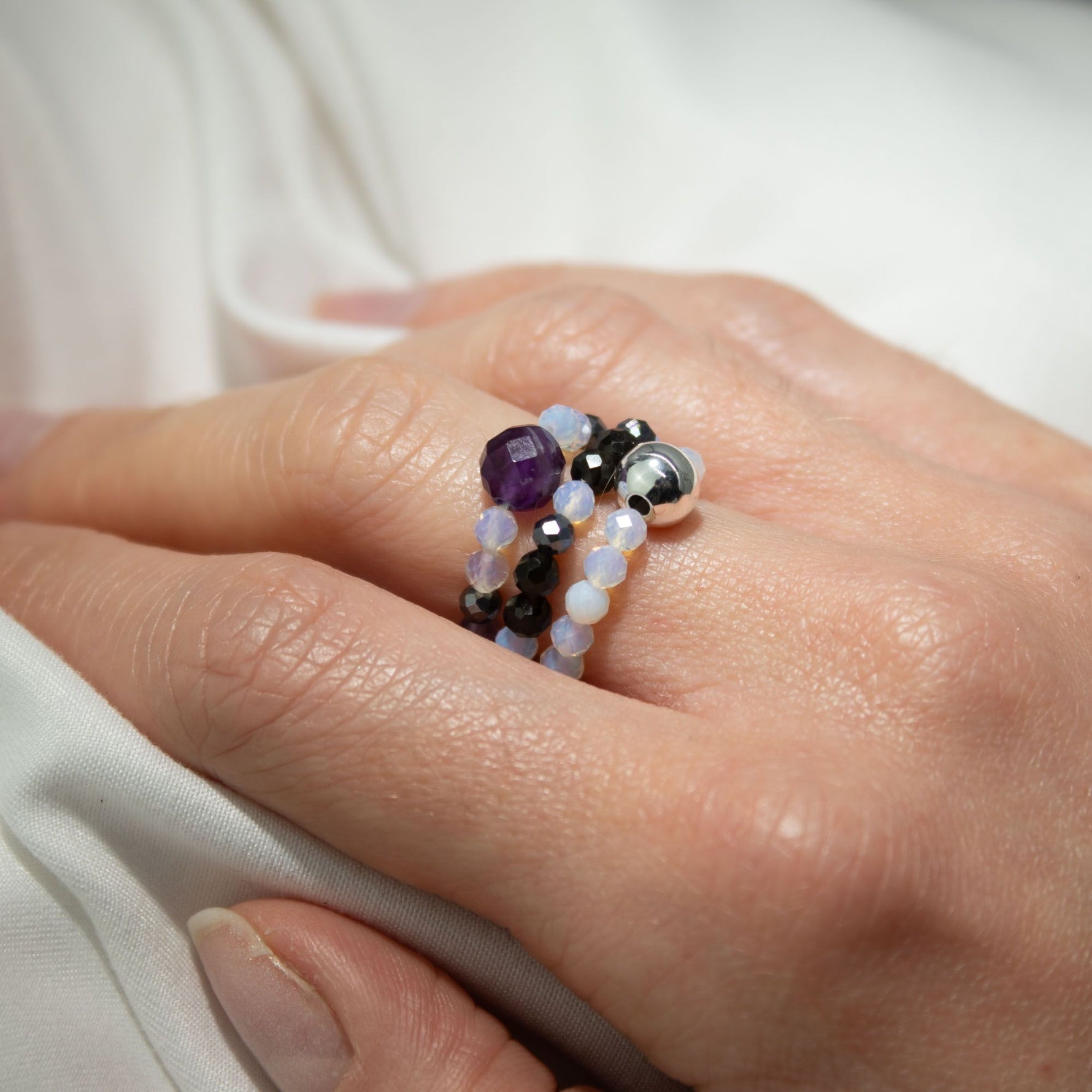 Nymph Spirit Gemstone Ring Set - Full Moon by AW Dropship UK