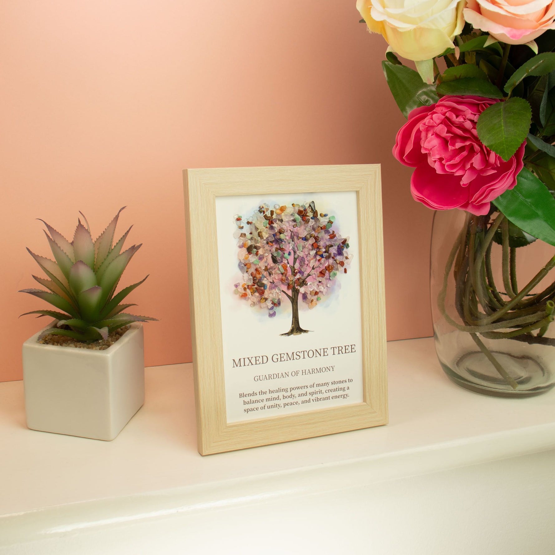 Gemstone Picture - Tree of Life - Multi (20x14.7x1cm) by AW Dropship UK