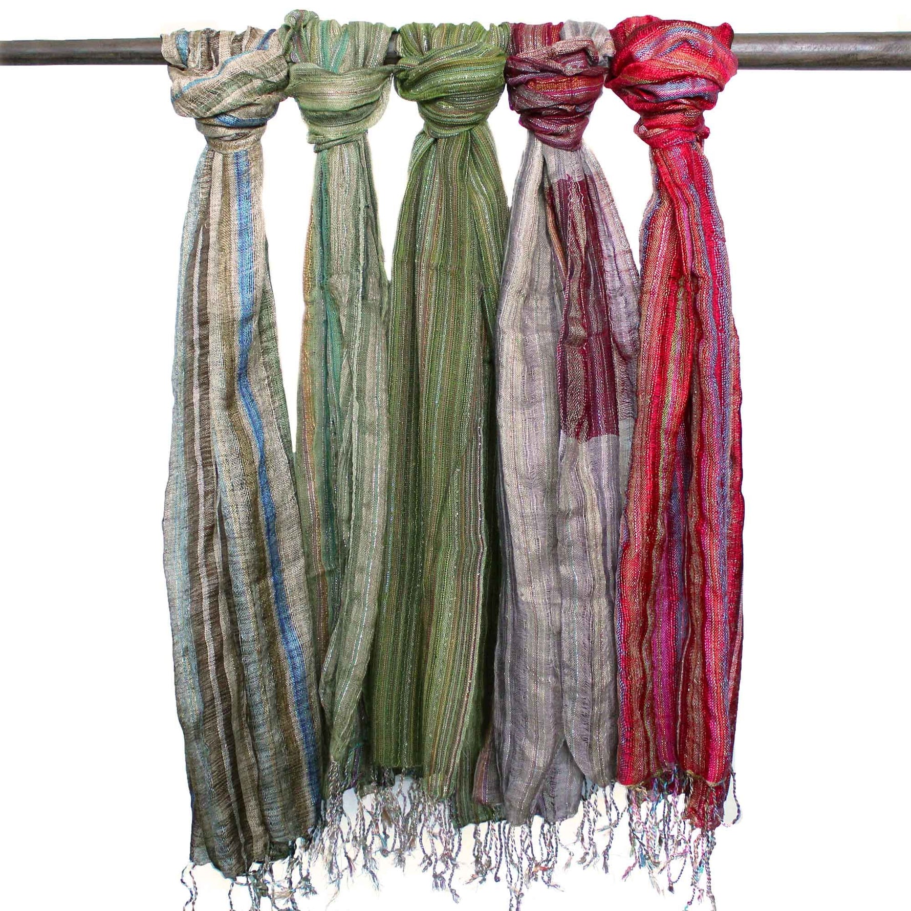 Indian Boho Scarves - 22x72cm - Random Greens by AW Dropship UK