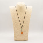 Cord Necklace Gemstone Pendant - Red Jade Clover by AW Dropship UK