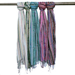 Indian Boho Scarves - 22x72cm - Random Colours With Gold Thread by AW Dropship UK