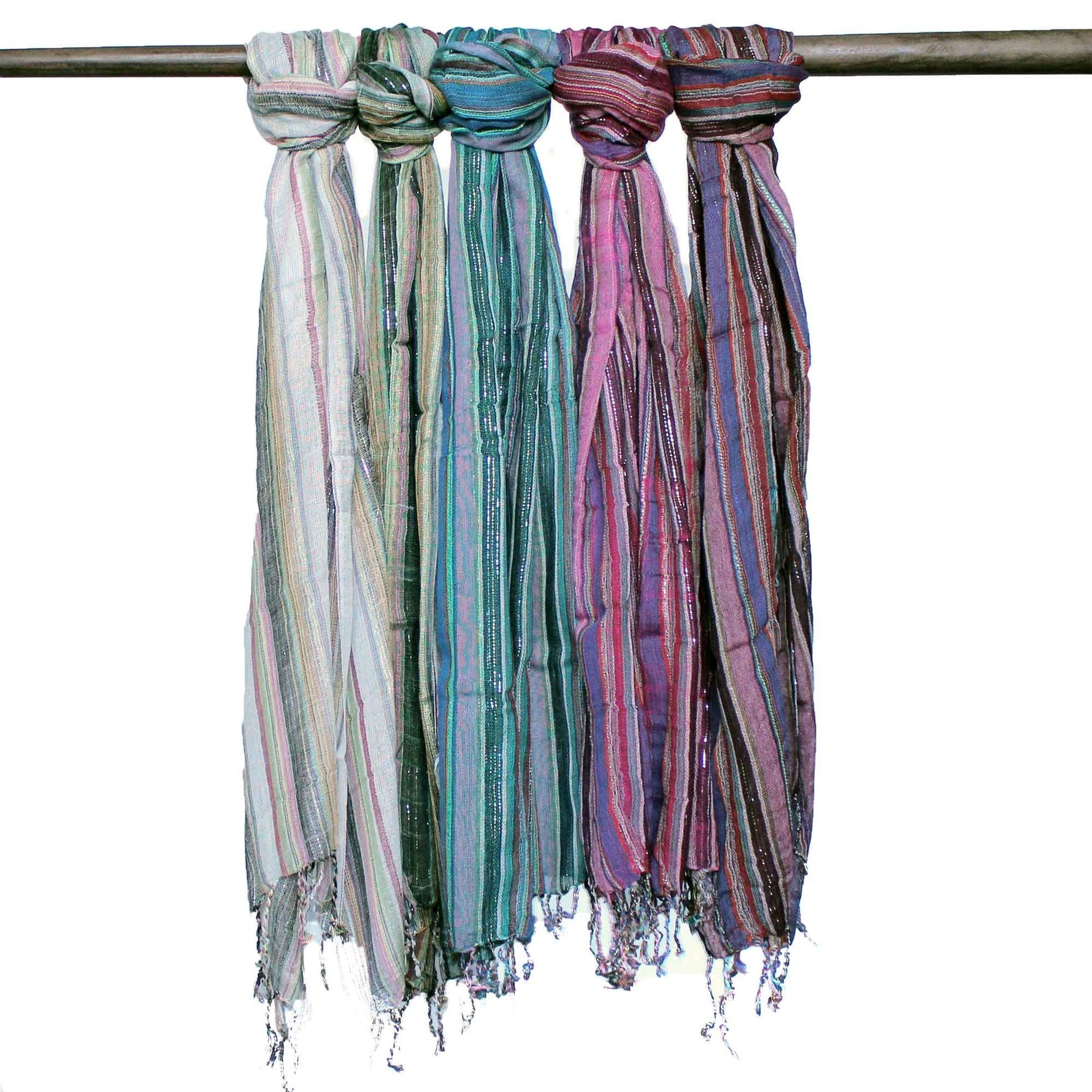 Indian Boho Scarves - 22x72cm - Random Colours With Gold Thread by AW Dropship UK