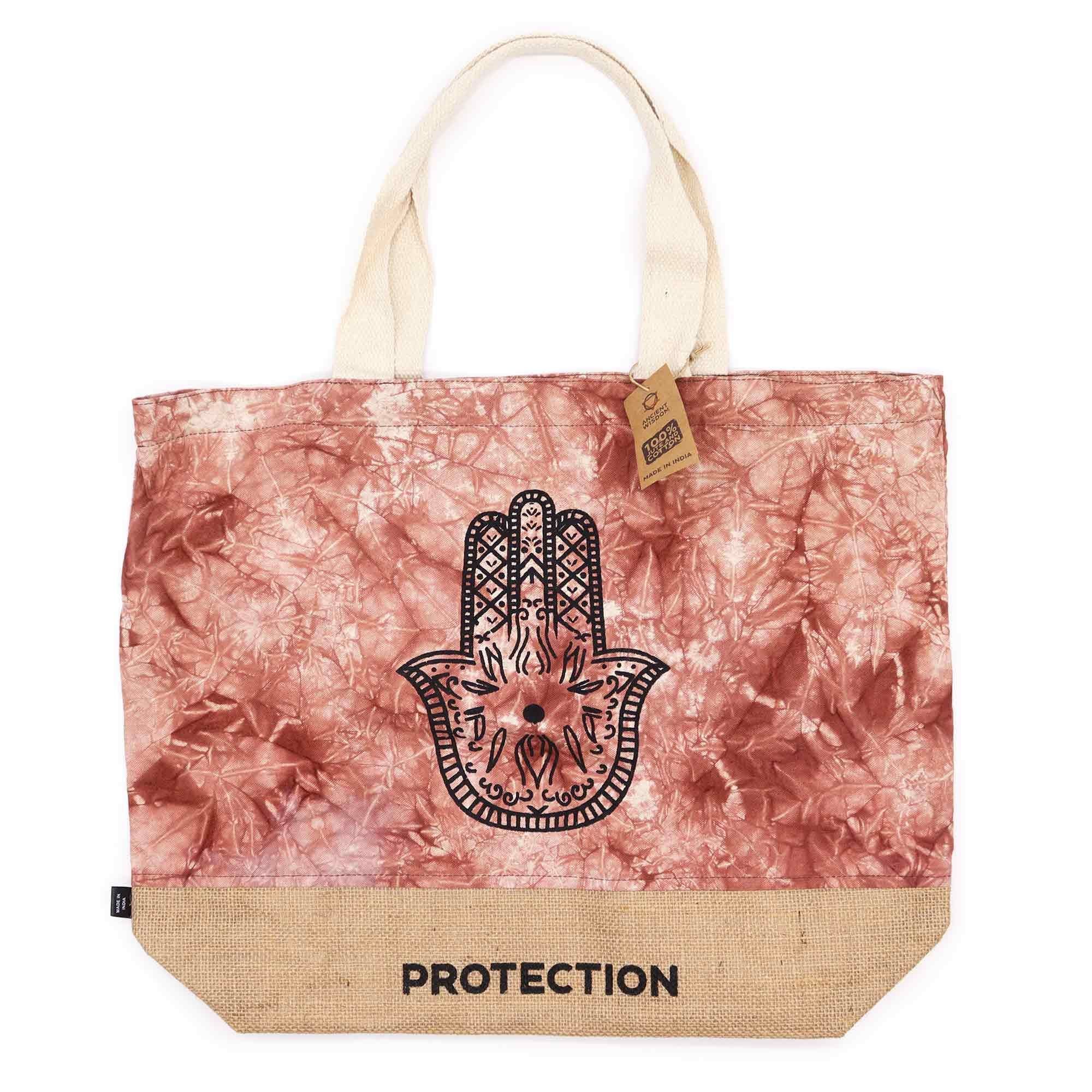 All Natural Bag - Terracotta Stonewash - Hamsa - Protection by AW Dropship UK