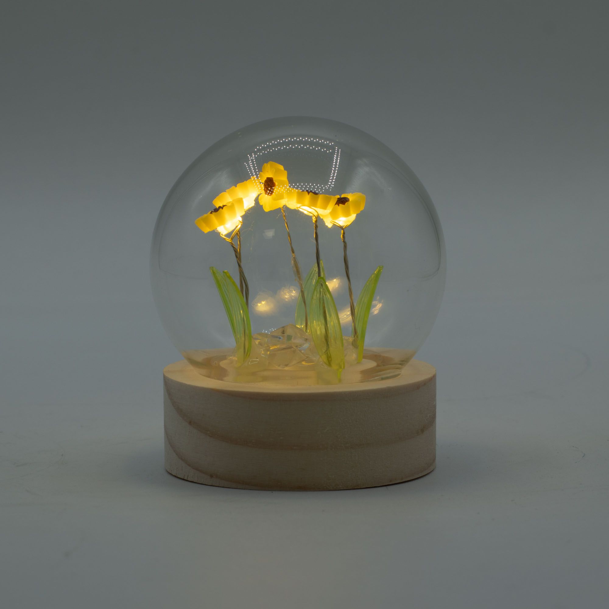 Floral Glow Garden Dome - 5 Sunflowers - LED Battery