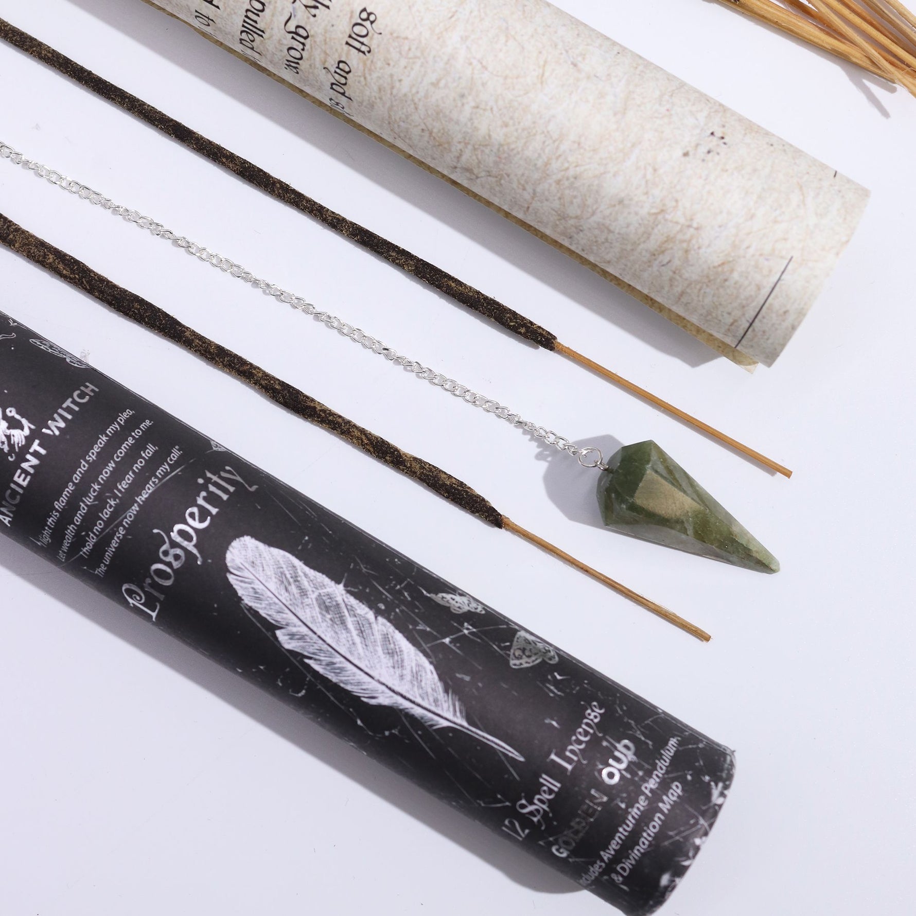 Ancient Witch Spell Incense - Prosperity - Aventurine Pendulum by AW Dropship UK