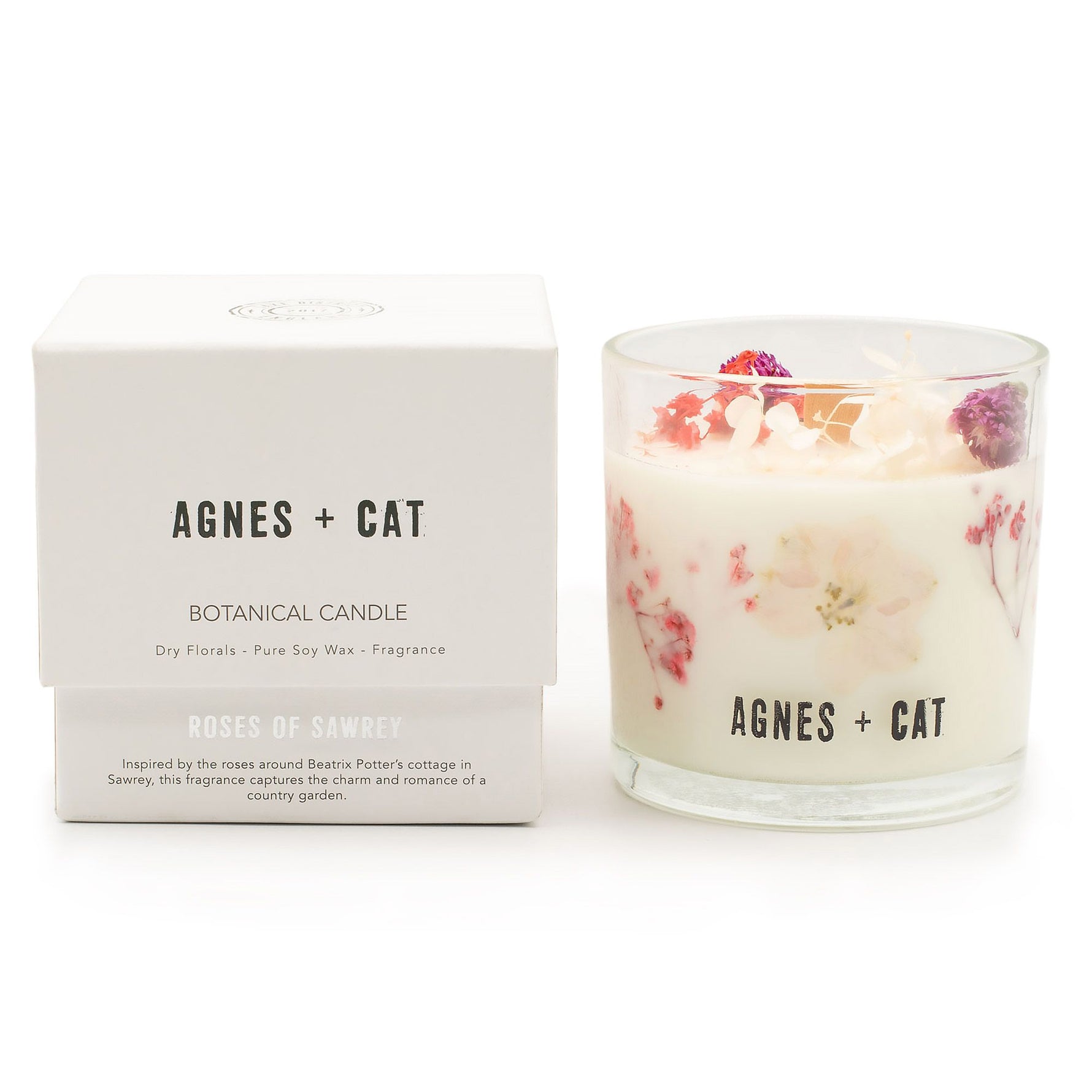 Agnes + Cat Botanical Soy Wax Candle - Roses of Sawrey by AW Dropship UK