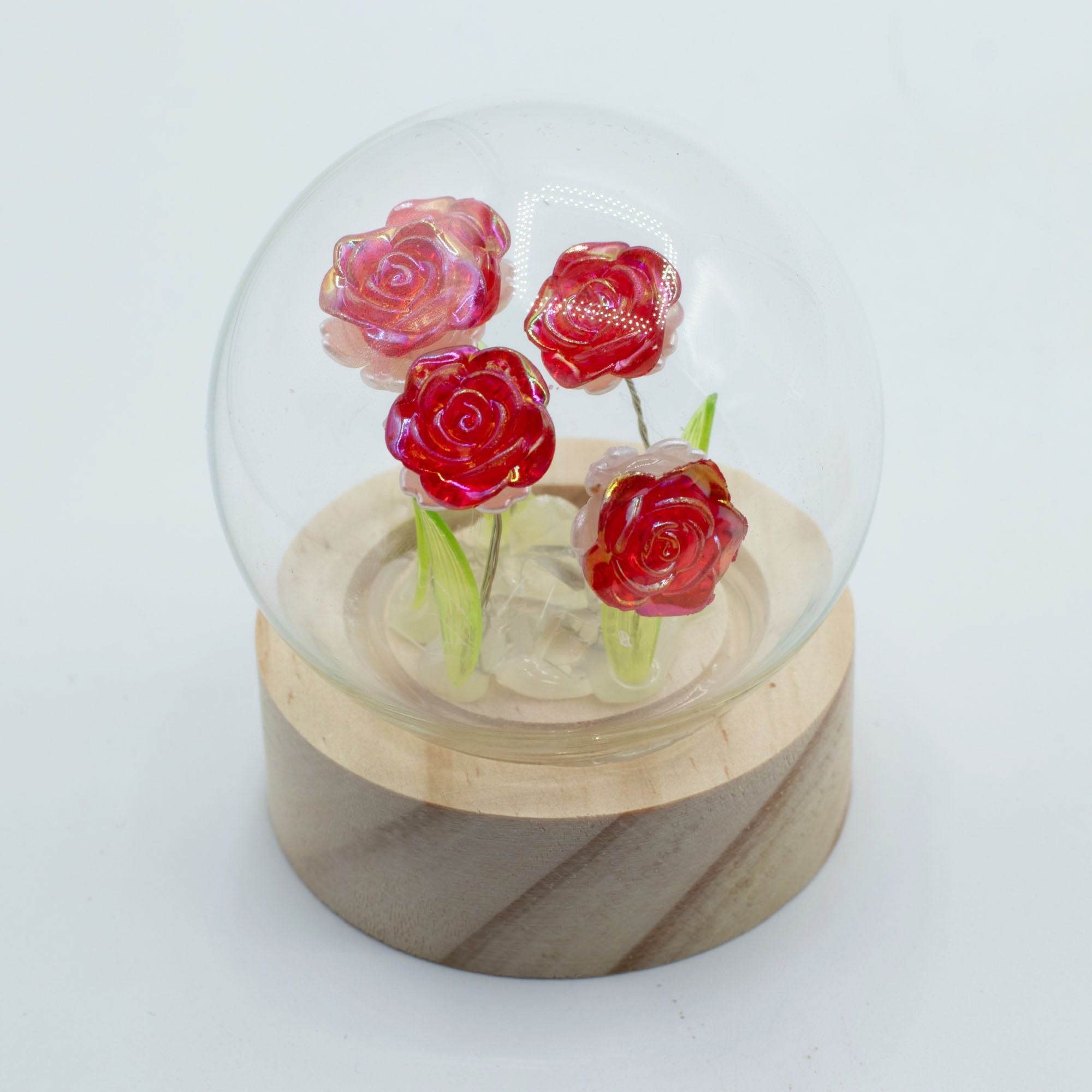 Floral Glow Garden Dome - 5 Red Roses - LED Battery by AW Dropship UK